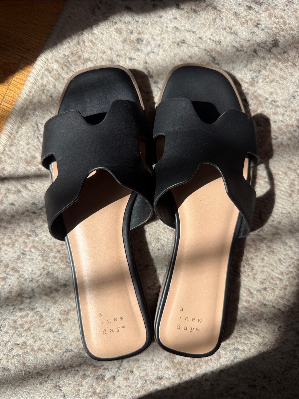 a new day Black Cutout Slide Mules